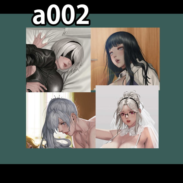 a002 2B, Hinata, Labiata, RWBY, and 2 other original works