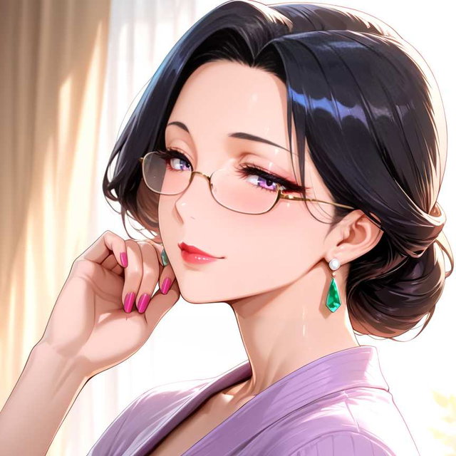 母与子-紫色毛衣-同级生の母亲