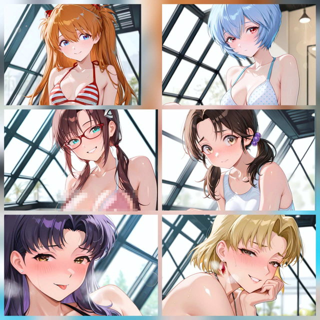 [AIイラストCG] Eva Girls -水着でXXX-