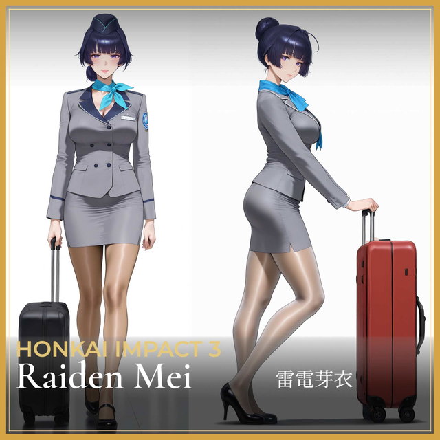 Raiden Mei 雷電芽衣 Blacked Flight Attendant