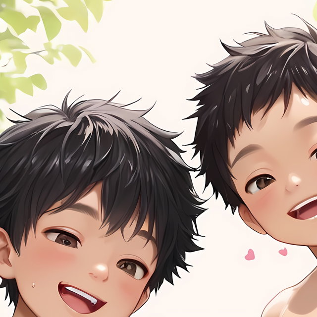 Two sweet boys in garden~