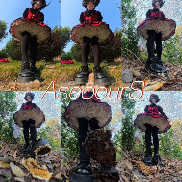 C-19 Lolita户外踩香蕉和芦苇棒