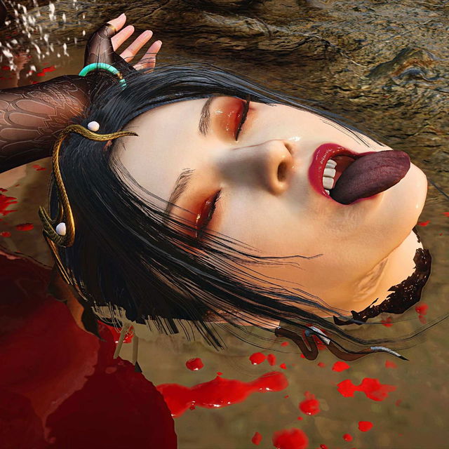 【4K完整版】中式旗袍艾达跪地遭斧子嘎 (动态＋慢动作＋静态)