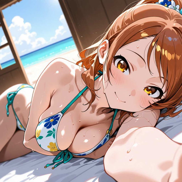 加蓮とビーチで