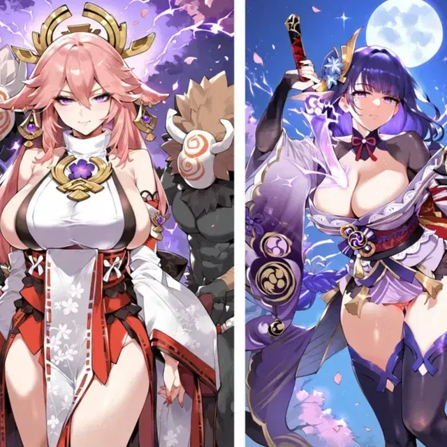 Yae and Raiden Shogun vs. Hilichurl