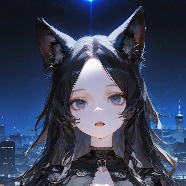 black-haired wolf-eared girl