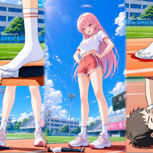 AI GTS操场粉毛少女vs少年 踩踏加长版小剧场（非b站预览版）