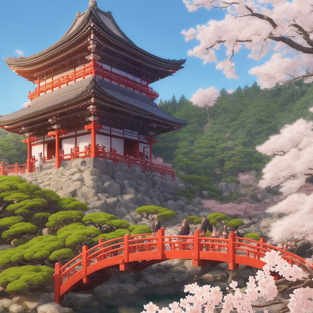 Japanese garden wallpaper package (Acrylic painting)