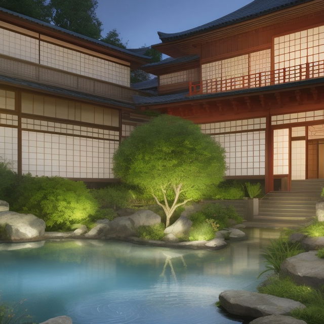 Japanese garden wallpaper package 2 (Acrylic painting)
