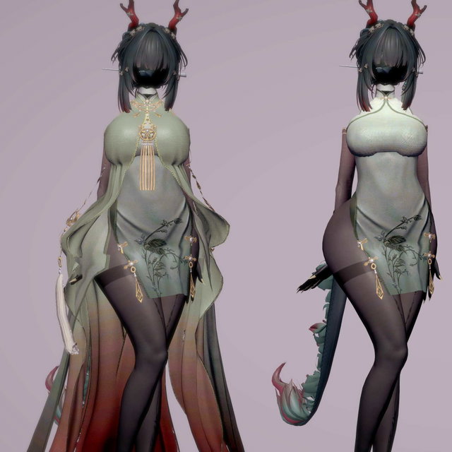 Zhuang Fangyi Ink Cheongsam(only clo)