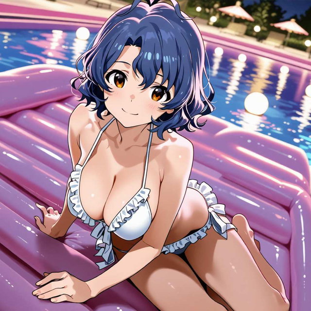 風花とナイトプールにて