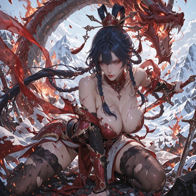 火焰巨乳女将军雪山大战幻魔战败屈辱【A类画风+】（26-06-22）