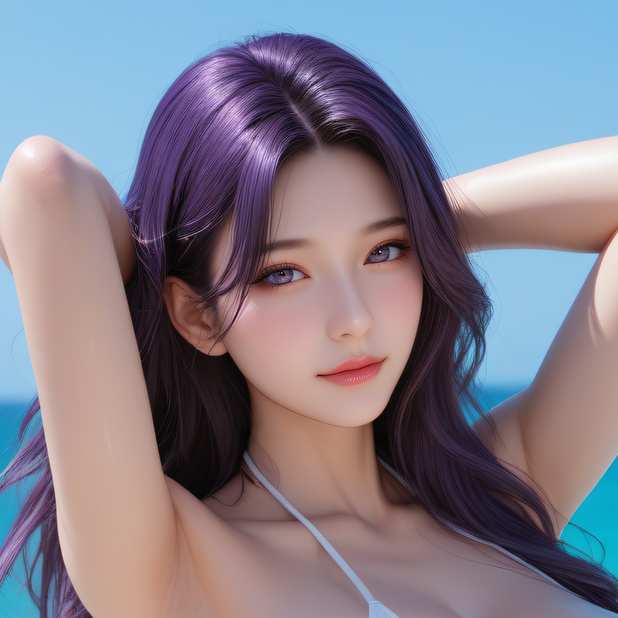 【第1126期】【第1127期】紫发美女海边（两期123张）