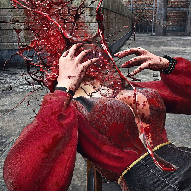 【4K完整版】深V礼服格蕾丝被手雷炸爆头 (动态＋慢动作＋静态)