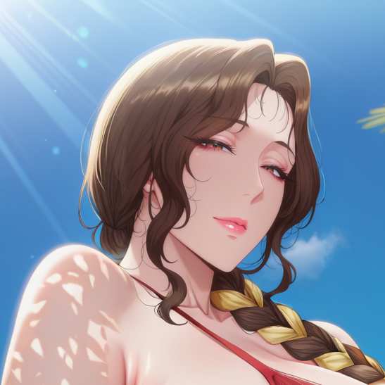 红色泳装美静阿姨