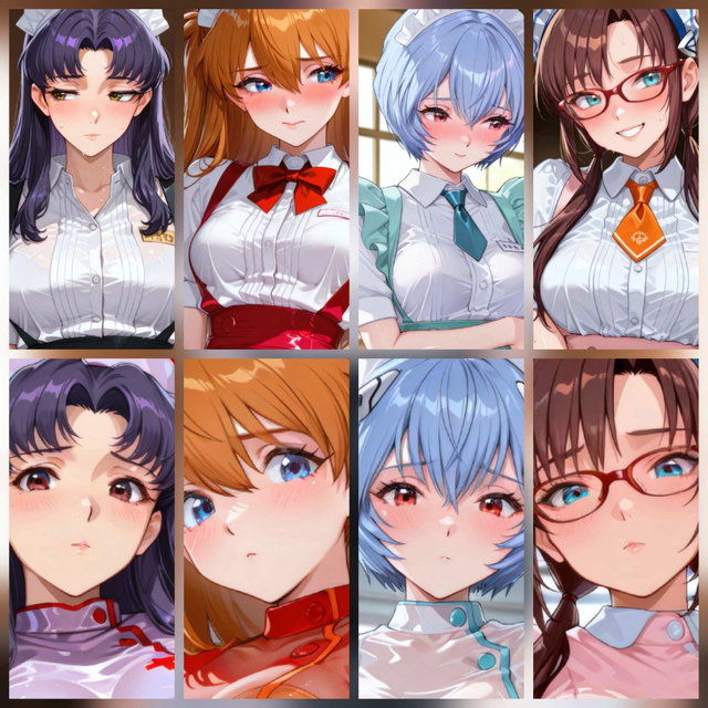 [AIイラストCG] Eva Girls -ウェイトレス＆ナース＋αでXXX-
