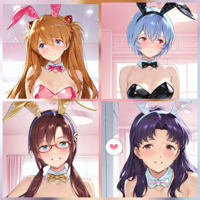 [AIイラストCG] Eva Girls -バニーコスでXXX-