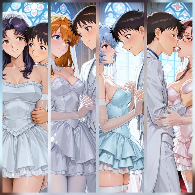[AIイラストCG] Eva Girls -ウェディングドレスでXXX-