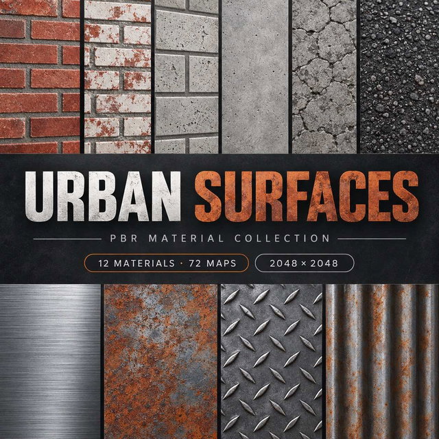 Urban Surfaces — 12 PBR Materials