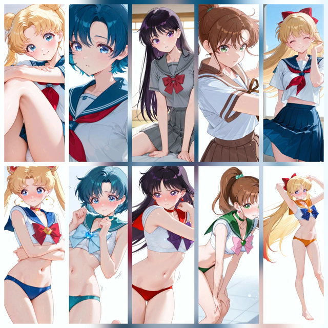 [AIイラストCG] セーラー戦士たちとXXX
