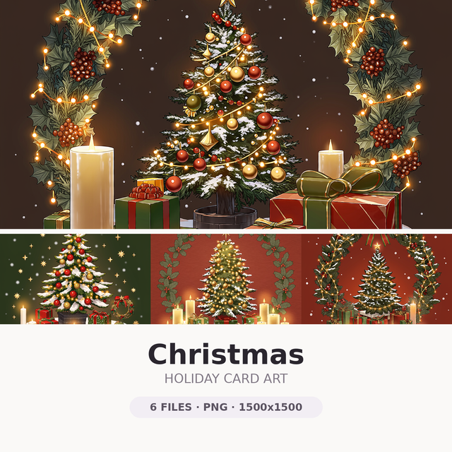 Christmas — 6 Holiday Illustrations | 1500x1500 PNG