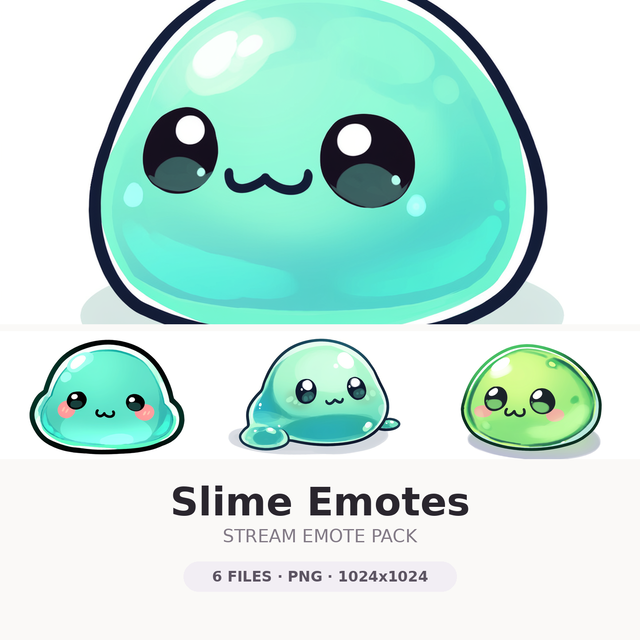 Slime Emotes — 6 Jelly Slime Emotes | Twitch & Discord Ready