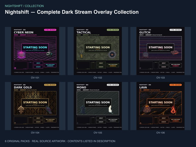 Nightshift — Complete Dark Stream Overlay Collection