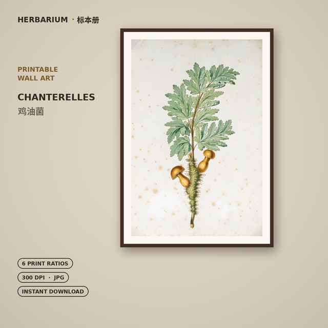 Chanterelles — Printable Vintage Botanical Wall Art | 6 Print Ratios, 300 DPI