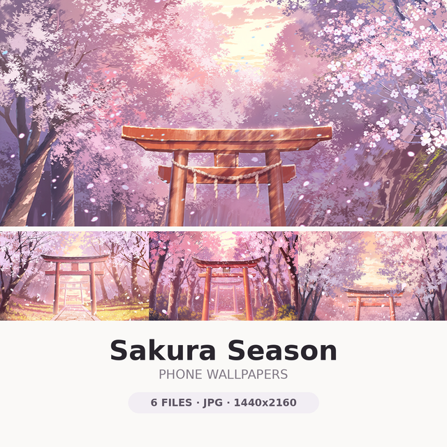 Sakura Season — 6 Anime Phone Wallpapers | 1440x2160 JPG