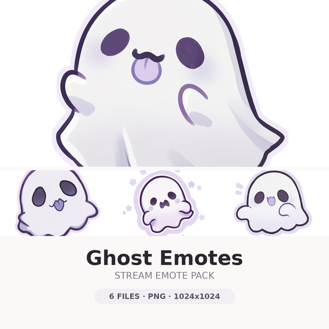 Ghost Emotes — 6 Cute Ghost Emotes | Twitch & Discord Ready