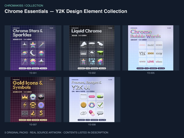 Chrome Essentials — Y2K Design Element Collection