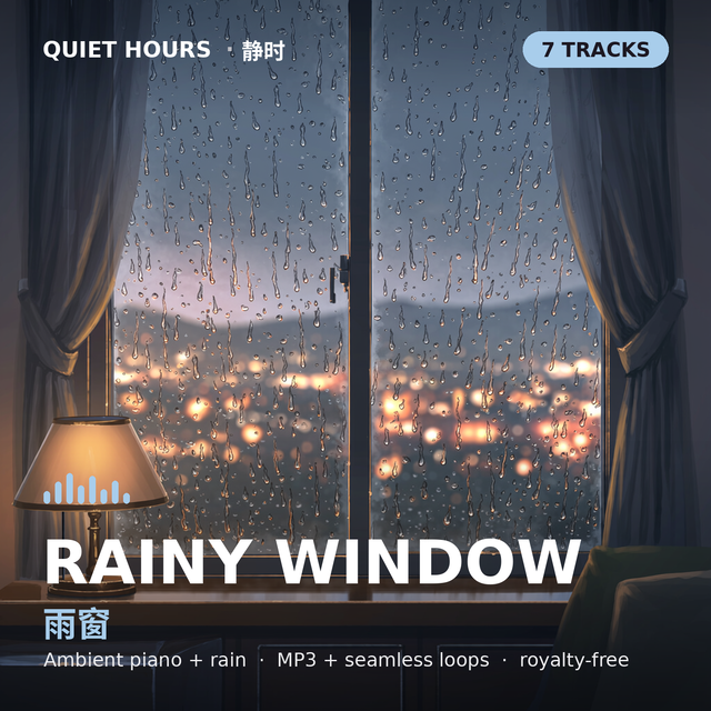 Rainy Window — Ambient Piano & Rain Background Music | 7 Tracks + Loops