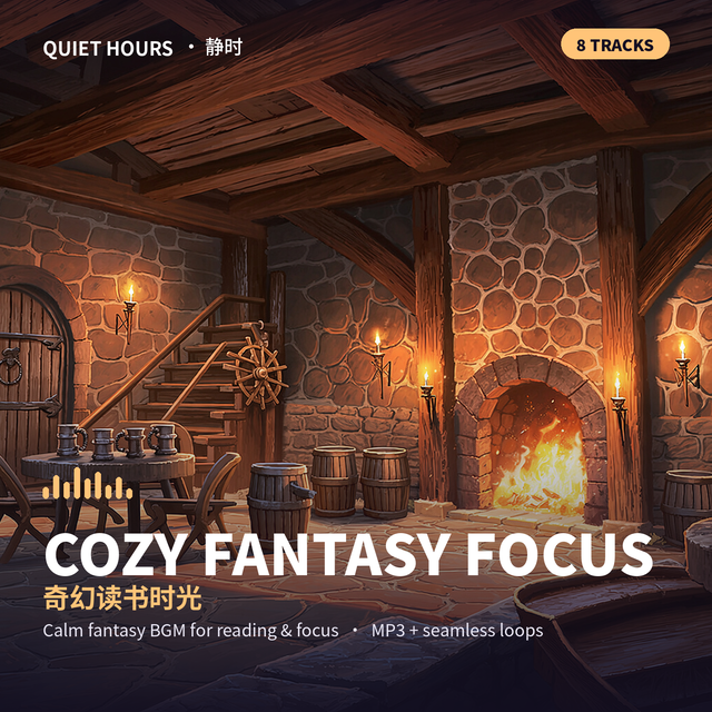 Cozy Fantasy Focus — Calm Fantasy Music for Reading & Focus | 8 Tracks + Loops