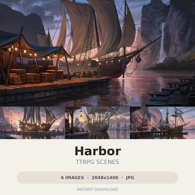 Harbor — 6 Fantasy Scene Art | JPG