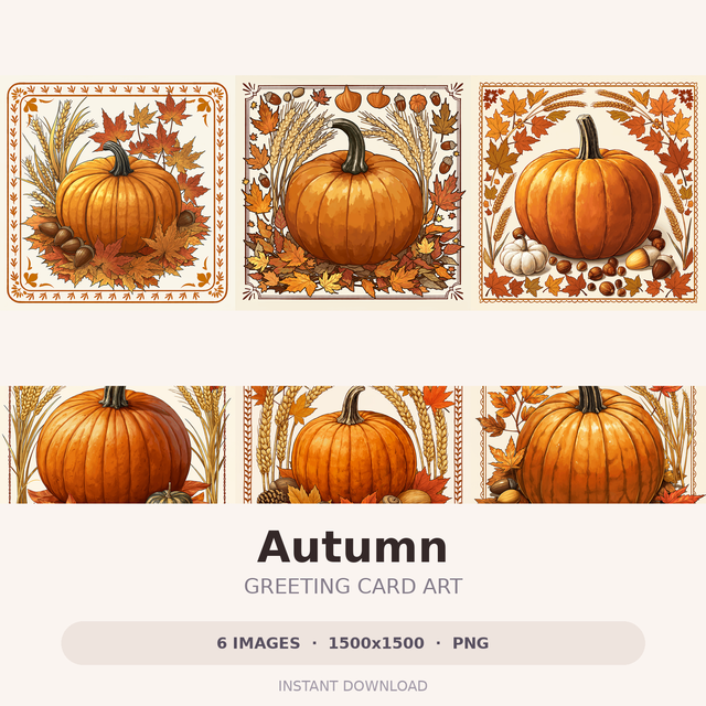 Autumn — 6 Card Illustrations | PNG